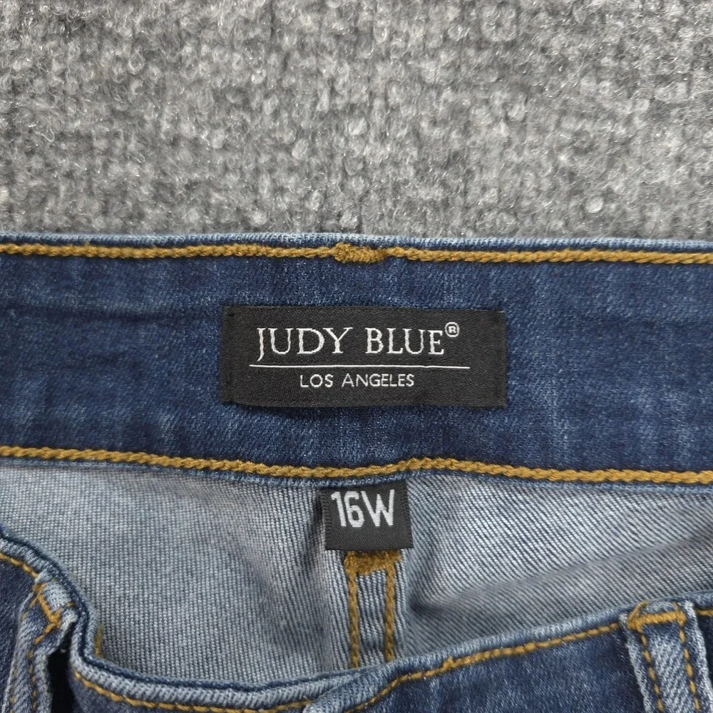 Judy Blue‎ Jeans Womens 16W Blue High Rise Skinny Distressed Denim Leopard
